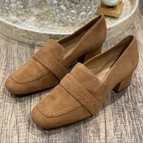 Franco Sarto Shoes - Franco Sarto Lance Suede Studded Loafer Heels